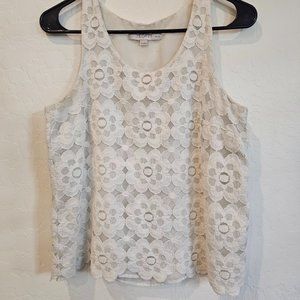 LOFT Crochet White Tank